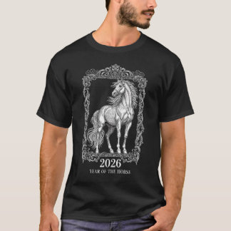 Camiseta Ano do Cavalo Xilogravura Vintage 2026
