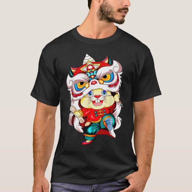 Camiseta Ano do Coelho 2023 Figurino de Ano Novo Chinês (Frente)