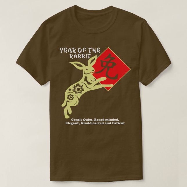Camiseta Ano do Coelho Feliz Zodiac Chinês Novo Lunar (Frente do Design)