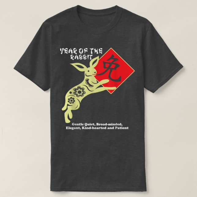 Camiseta Ano do Coelho Feliz Zodiac Chinês Novo Lunar (Frente do Design)