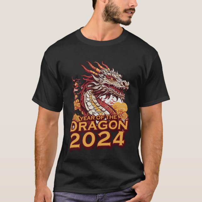 Camiseta Ano do dragão 2024 T-Shirts masculinas, Dragão (Frente)