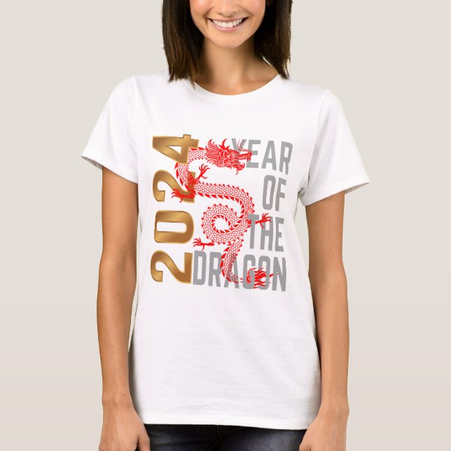 Camiseta Ano do Dragão Ano 2024 zodíaco chinês (Frente)