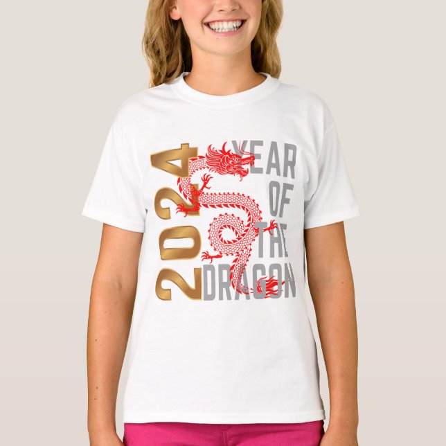 Camiseta Ano do Dragão Ano 2024 zodíaco chinês (Frente)