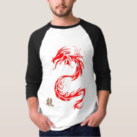 Ano do Dragão Vermelho Chinês "DRAGON" e Kanji