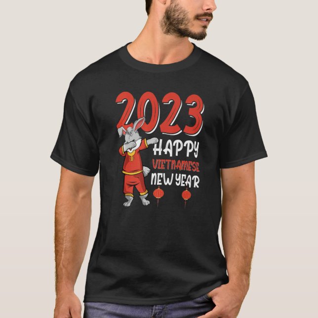 Camiseta Ano Do Gato Feliz Lunar Vietnamita Ano Novo 20 (Frente)