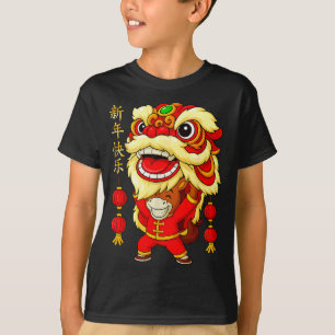 Camiseta Ano do Leão Dança do Cavalo Ano Novo Lunar Chinês