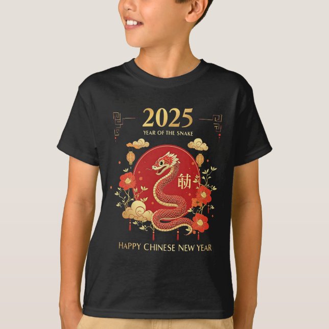 Camiseta Ano Do Novo Ano Lunar Em Cobra 2025 (Frente)