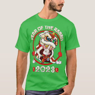 Camiseta Ano Do Rabbit Chinês Ano Novo 2023 Lion Danc