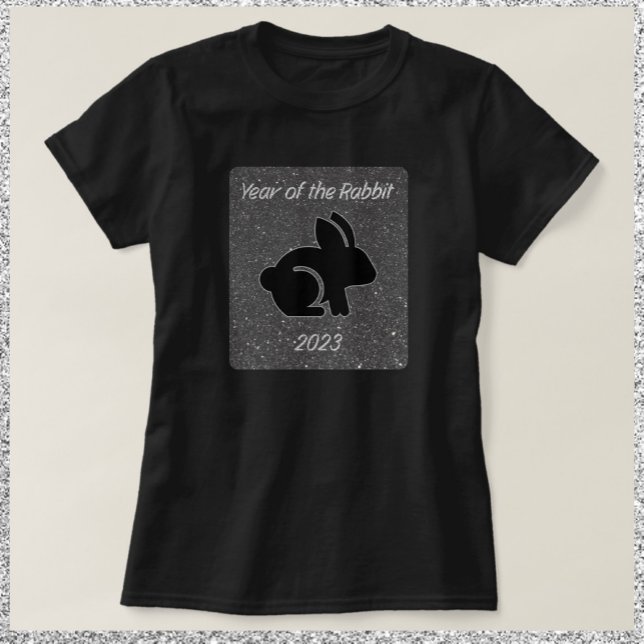 Camiseta Ano do Rabbit Negro (Criador carregado)