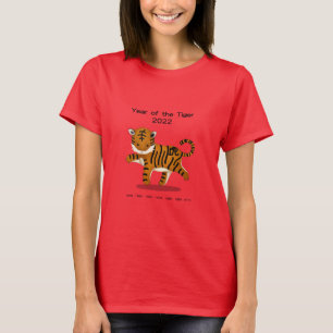 Camiseta Ano do Tigre 2022 Animal do Zodíaco Fofo Vermelho