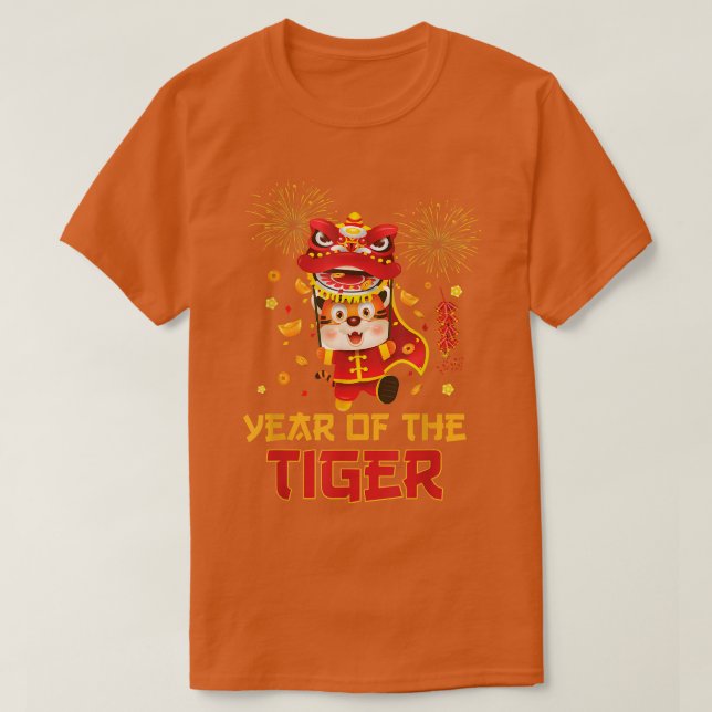 Camiseta Ano Do Tigre Chinês Ano Novo 2022 Crianças (Frente do Design)