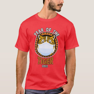 Camiseta Ano Engraçado Do Tigre 2022 Vestindo Mães De Rosto