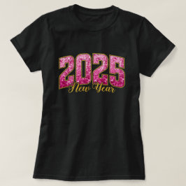 Camiseta Ano Novo 2025 | Camisa-T de Ano Novo de Sequência