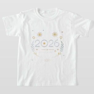 Camiseta Ano Novo 2026 Fogos de Artifício Dourados “Novo An