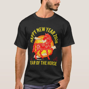 Camiseta Ano Novo Cavalo de Fogo Zodíaco Lunar Chinês