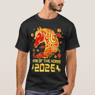 Camiseta Ano Novo Chinês 2026 Cavalo Feliz Ano Novo Chinês