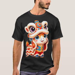 Camiseta Ano novo chinês cavalo leão fantasia de dança do c