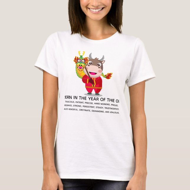 Camiseta Ano Novo Chinês Cinto dos Traços Ox (Frente)