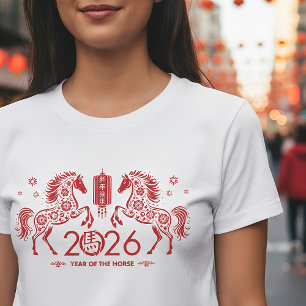 Camiseta Ano Novo Chinês do Cavalo de Fogo 2026