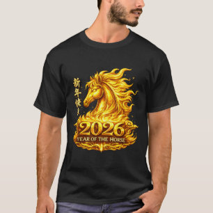 Camiseta Ano Novo Chinês Mínimo 2026 Cavalo