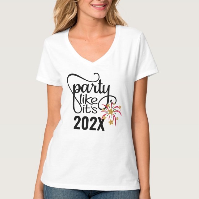 Camiseta Ano Novo da Família de Festas Personalizada (Frente)