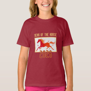 Camiseta Ano Novo do Cavalo de Fogo Chinês 2026 Infantil