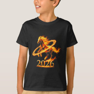 Camiseta Ano novo lunar de fogo ouro do zodíaco do cavalo 2