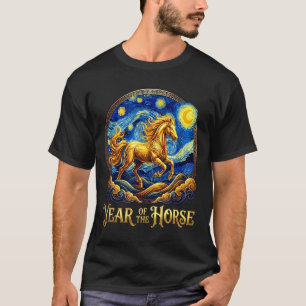 Camiseta Ano novo lunar o ano do cavalo zodíaco chinês fogo