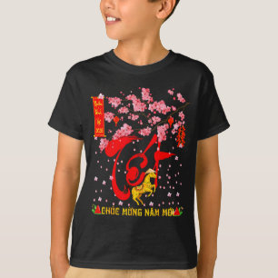 Camiseta Ano Novo Lunar Vietnamita Flor de Pessegueiro Cava
