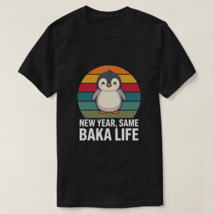 Camiseta Ano Novo Mesma Vida de Baka Pinguim Piada Animal E