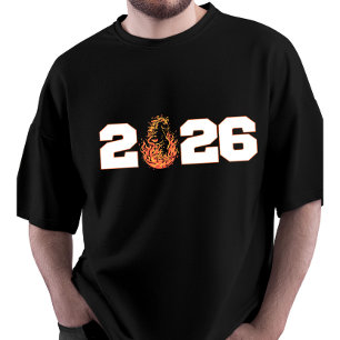 Camiseta Ano Novo Personalizado do Cavalo de Fogo 2026
