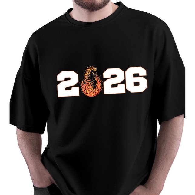 Camiseta Ano Novo Personalizado do Cavalo de Fogo 2026 (Criador carregado)