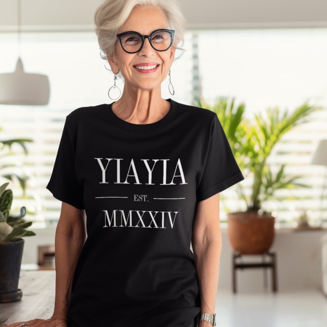 Camiseta Ano Numeral Romano Yiayia Estabelecido (Criador carregado)