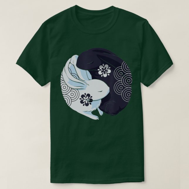 Camiseta Ano Yin Yang Do Coelho Feliz Ano Novo Chinês (Frente do Design)