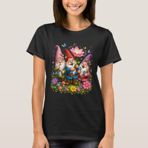 Camiseta Anões de Jardim Flores da Primavera Cogumelo Mágic