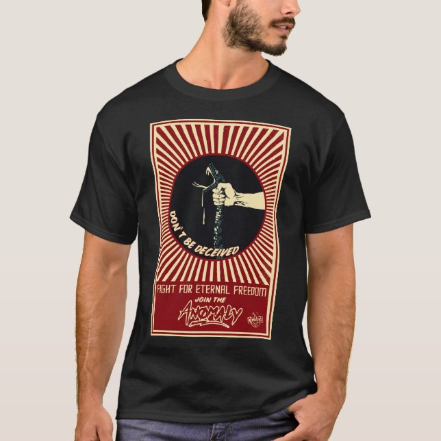 Camiseta "Anomalia" do t-shirt preto dos homens da fonte (Frente)