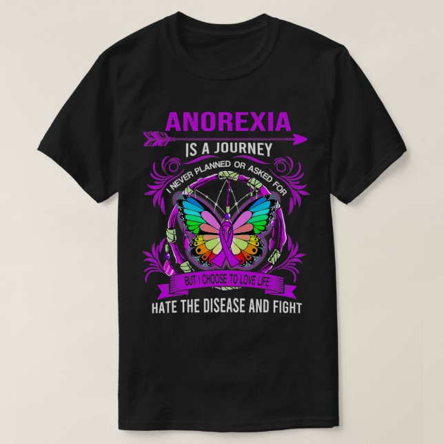 Camiseta Anoreia é uma jornada que nunca planejei (Frente do Design)