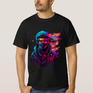 Camiseta anos 80 Ninja Bold Retro Synthwave Tee Gráfico