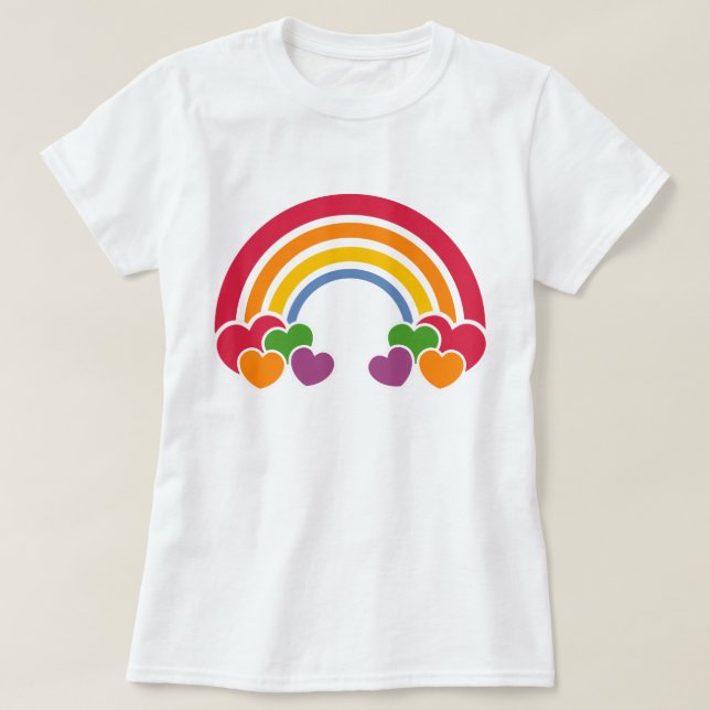 Camiseta anos 80 Rainbow 'n Hearts T-Shirt (Frente do Design)