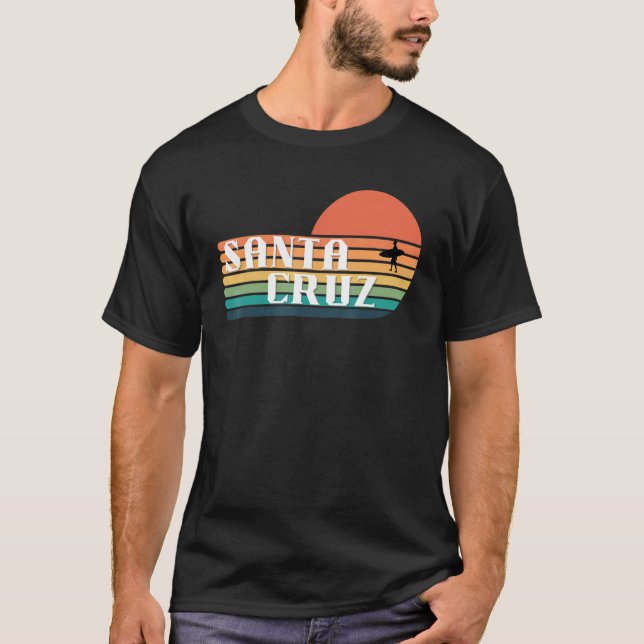 Camiseta Anos 80 Sunset Papais noeis Cruz California Surfer (Frente)