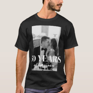 Camiseta Anos De Felicidade Elegante Aniversário De Casamen