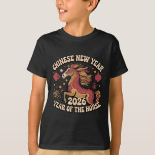 Camiseta Anos novos chineses 2026 Cavalo Lunar Zodiac Decor