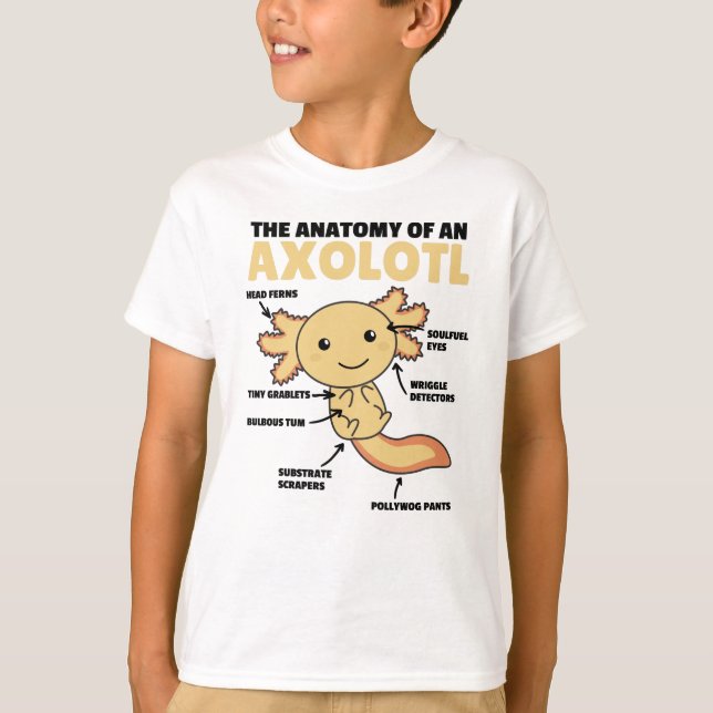 Camiseta Anotação Axolotl Anatomia De Um Axolotl (Frente)