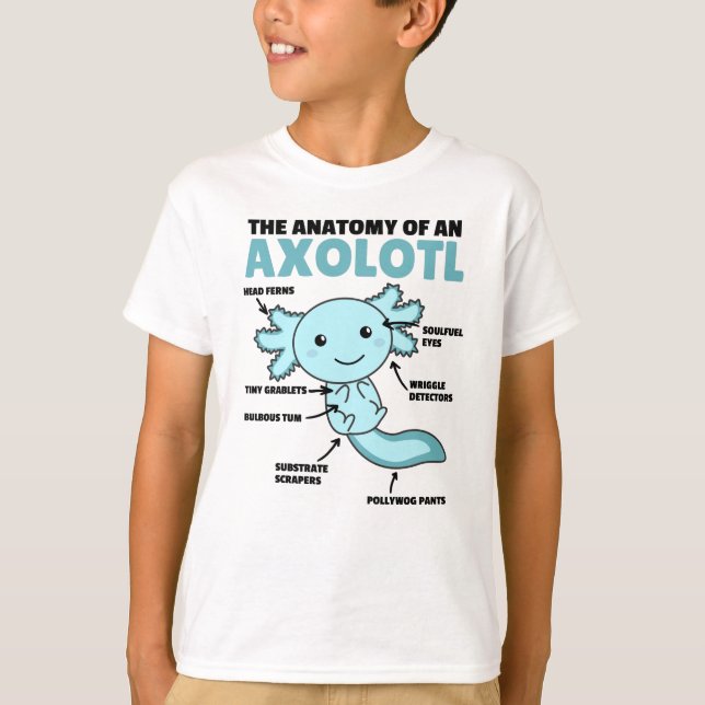 Camiseta Anotação Axolotl Anatomia De Um Axolotl (Frente)