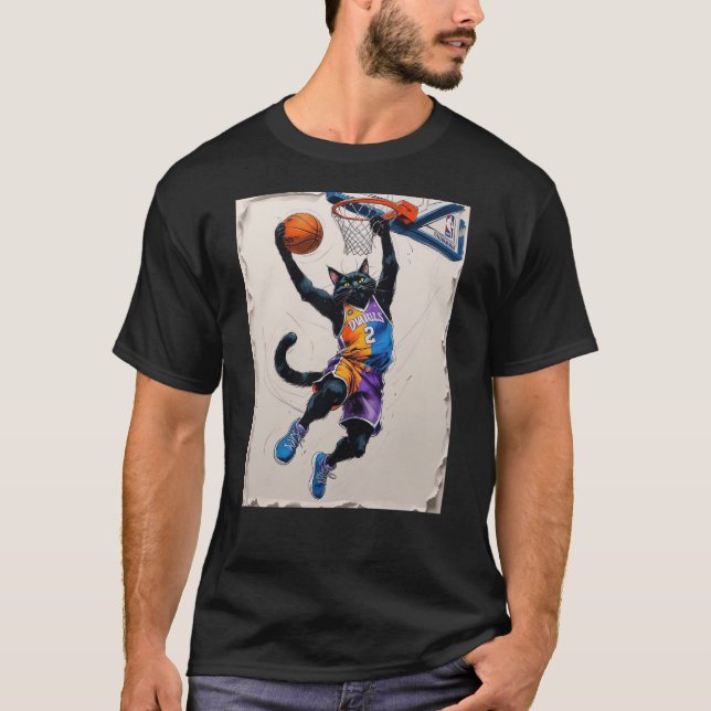 Camiseta Another black cat dunking a basketball! (Frente)