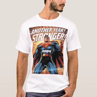 Camiseta Another Year Stronger! Superhero New Year Design w