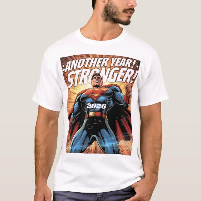 Camiseta Another Year Stronger! Superhero New Year Design w (Frente)