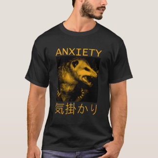 Camiseta Ansiedade Japonesa Possum Texto Ogambm