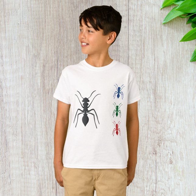Camiseta Ant Silhouettes Insetos Azul Preto Verde e Vermelh (Criador carregado)