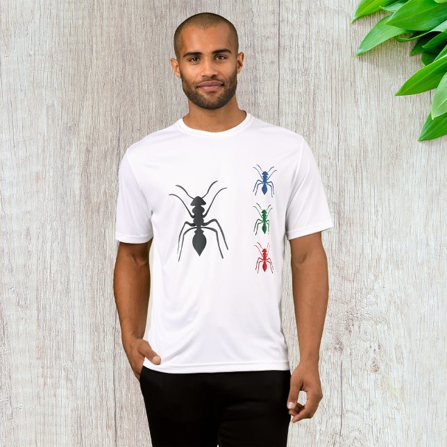 Camiseta Ant Silhouettes Insetos Azul Preto Verde e Vermelh (Criador carregado)
